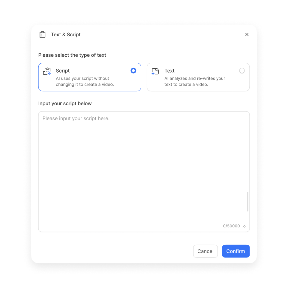 Write and paste your script to create a breaking news video with Visla